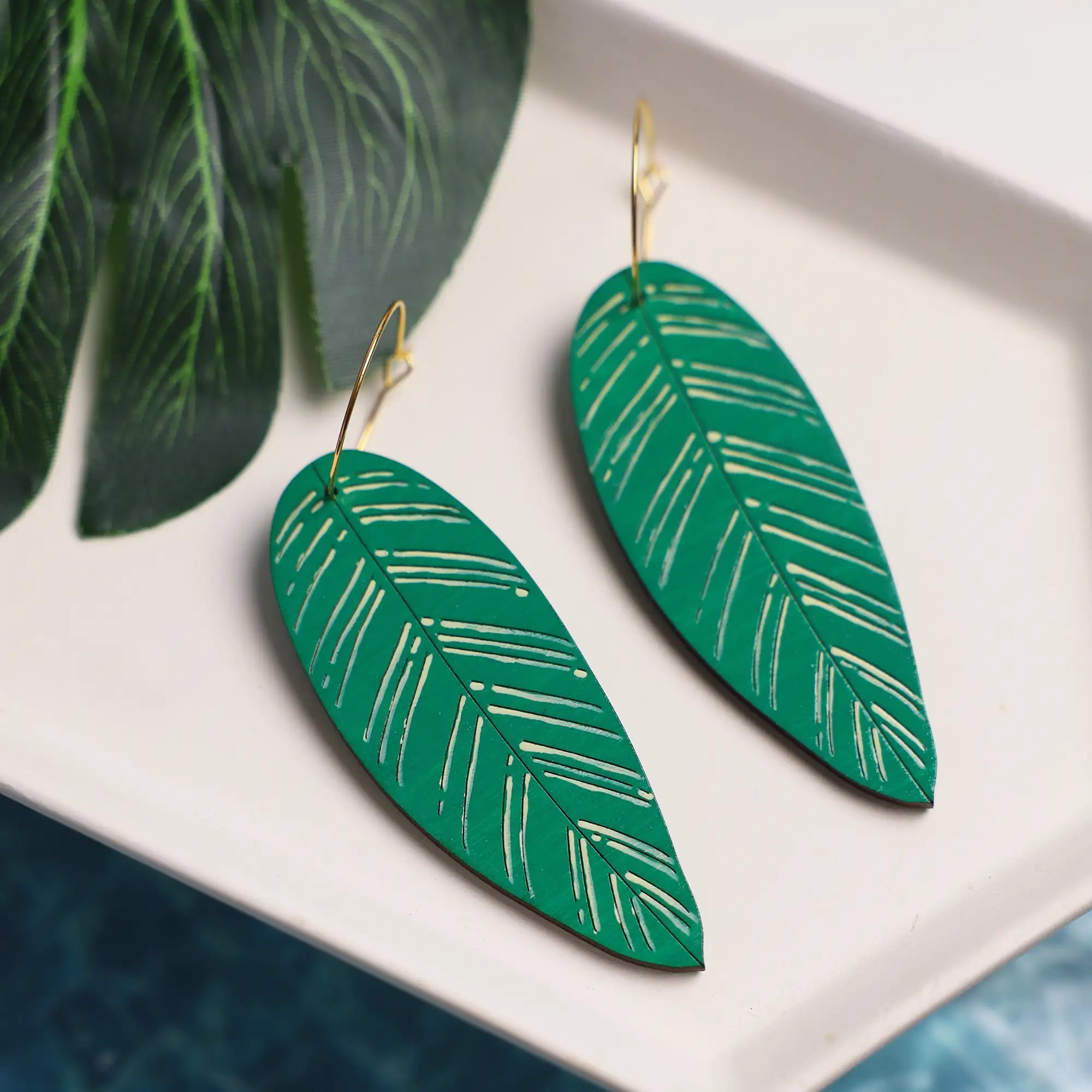 Calathea Leaf Hoop Earrings | Le Chic Miami