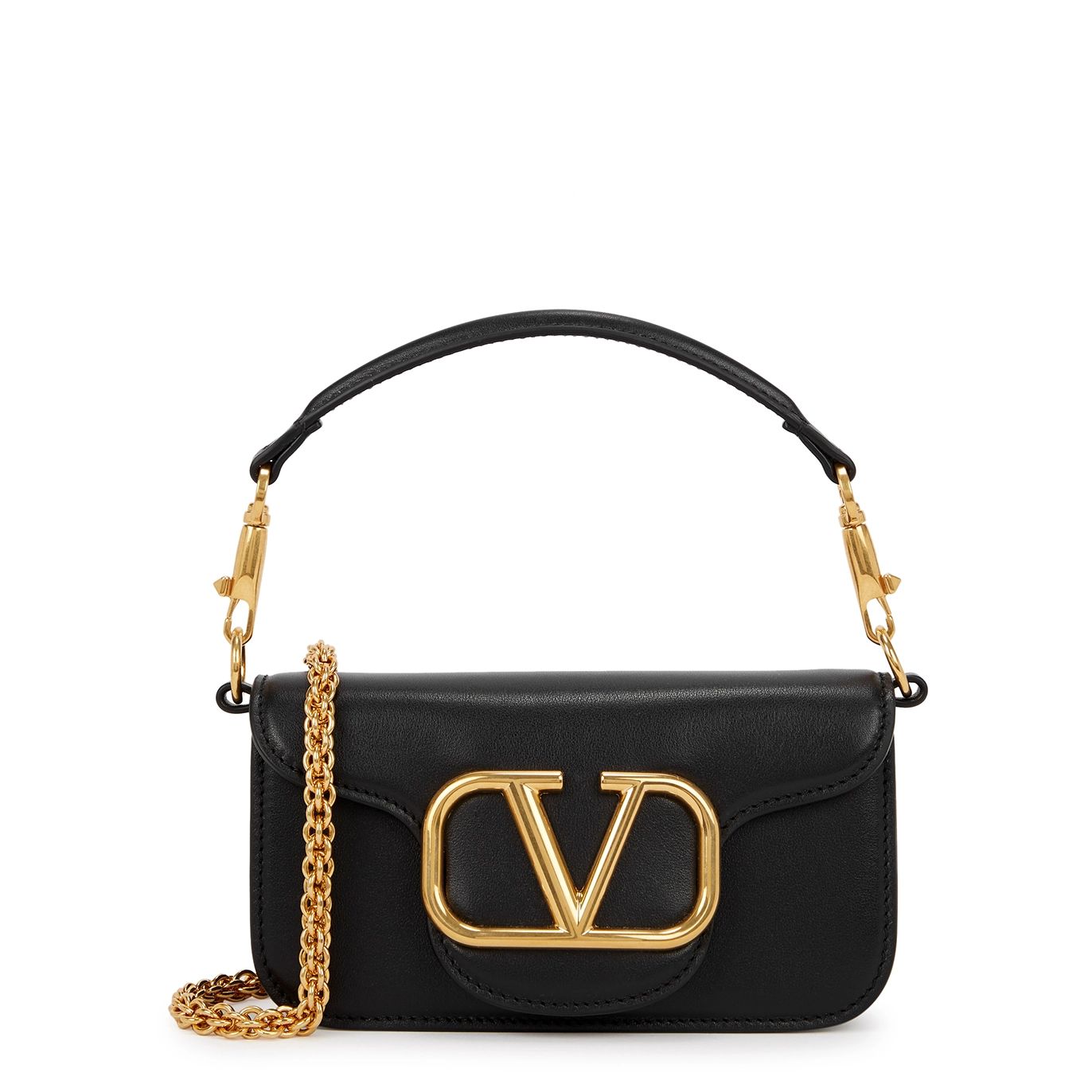 Valentino Garavani Valentino Garavani Locò Small Black Leather Shoulder Bag | Harvey Nichols (Global)