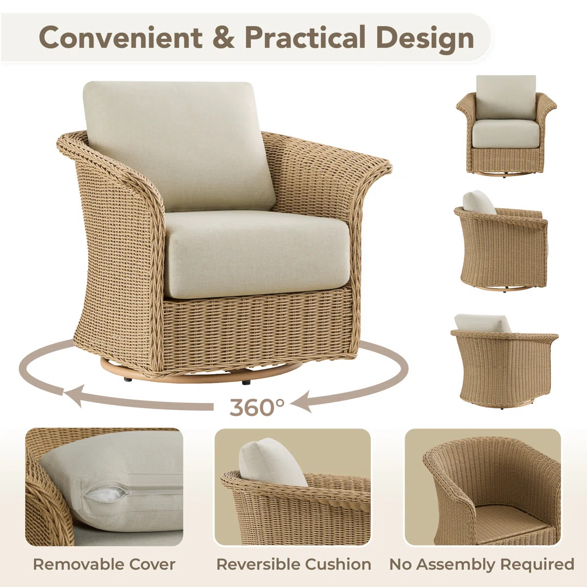 Cimone Outdoor Swivel Wicker Chair | Wayfair North America