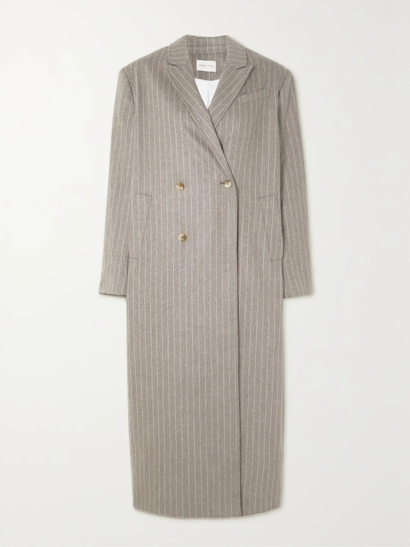 + NET SUSTAIN Ido striped double-breasted organic wool and cashmere-blend coat | NET-A-PORTER (UK & EU)