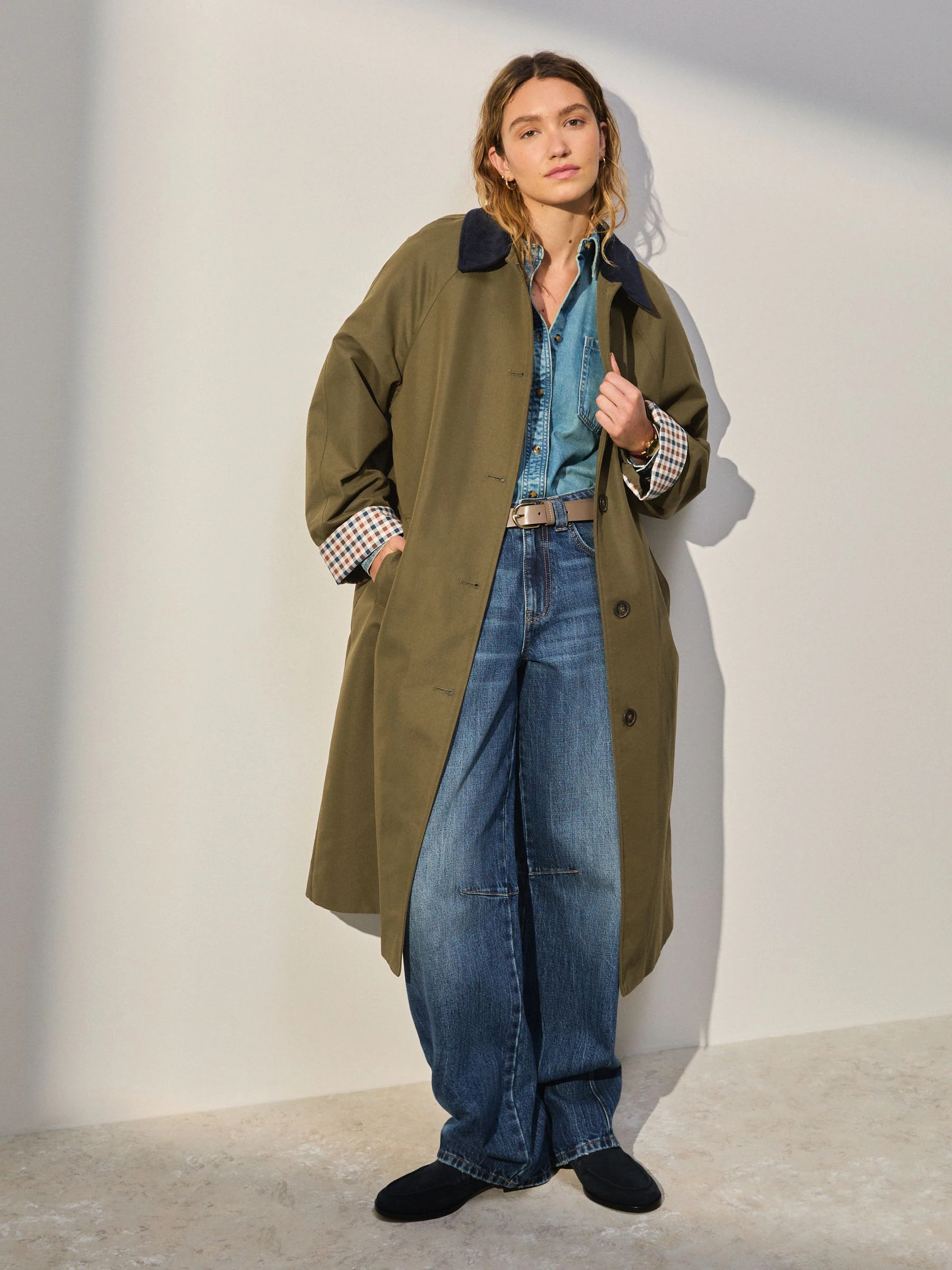 Buy Khaki Green Trench Coat with Contrast Collar from Next Ireland | Next EU