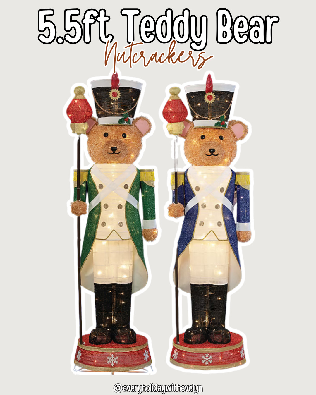 Standing tall & stealing hearts 🐻✨
These glowing 5.5ft teddy bear nutcrackers from Lowe’s are the cuddliest holiday statement you didn’t know you needed!
Perfect for flanking your front door or standing guard by the tree 🎄💂‍♂️
Which coat color is your fave — green or blue? 💚💙


#LTKholiday #nutcrackerobsession #lowesholidaydecor #everyholidaywithevelyn

 

 #LTKSeasonal #LTKHome