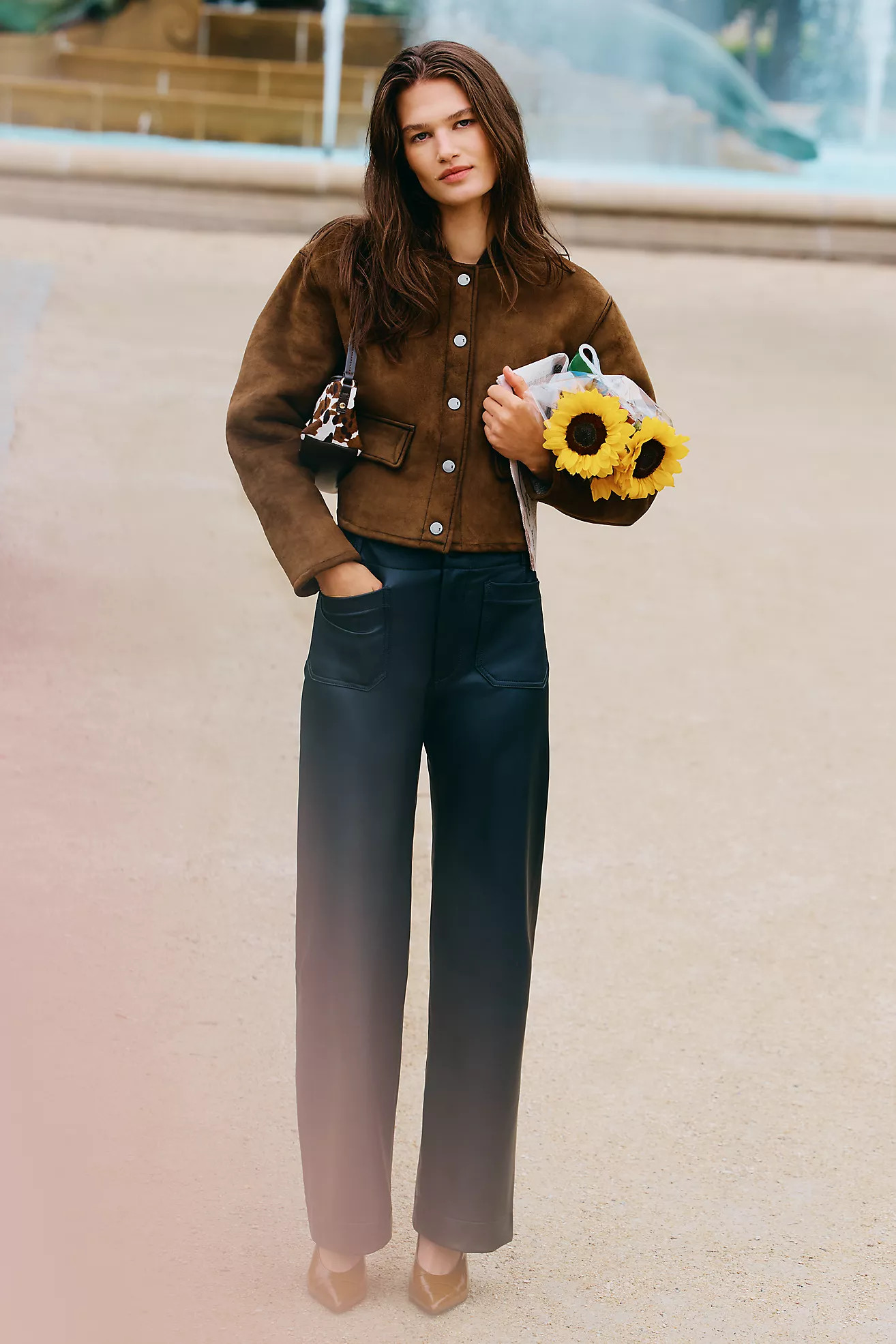 The Colette Faux Leather Full-Length Wide-Leg Pants by Maeve | Anthropologie (US)