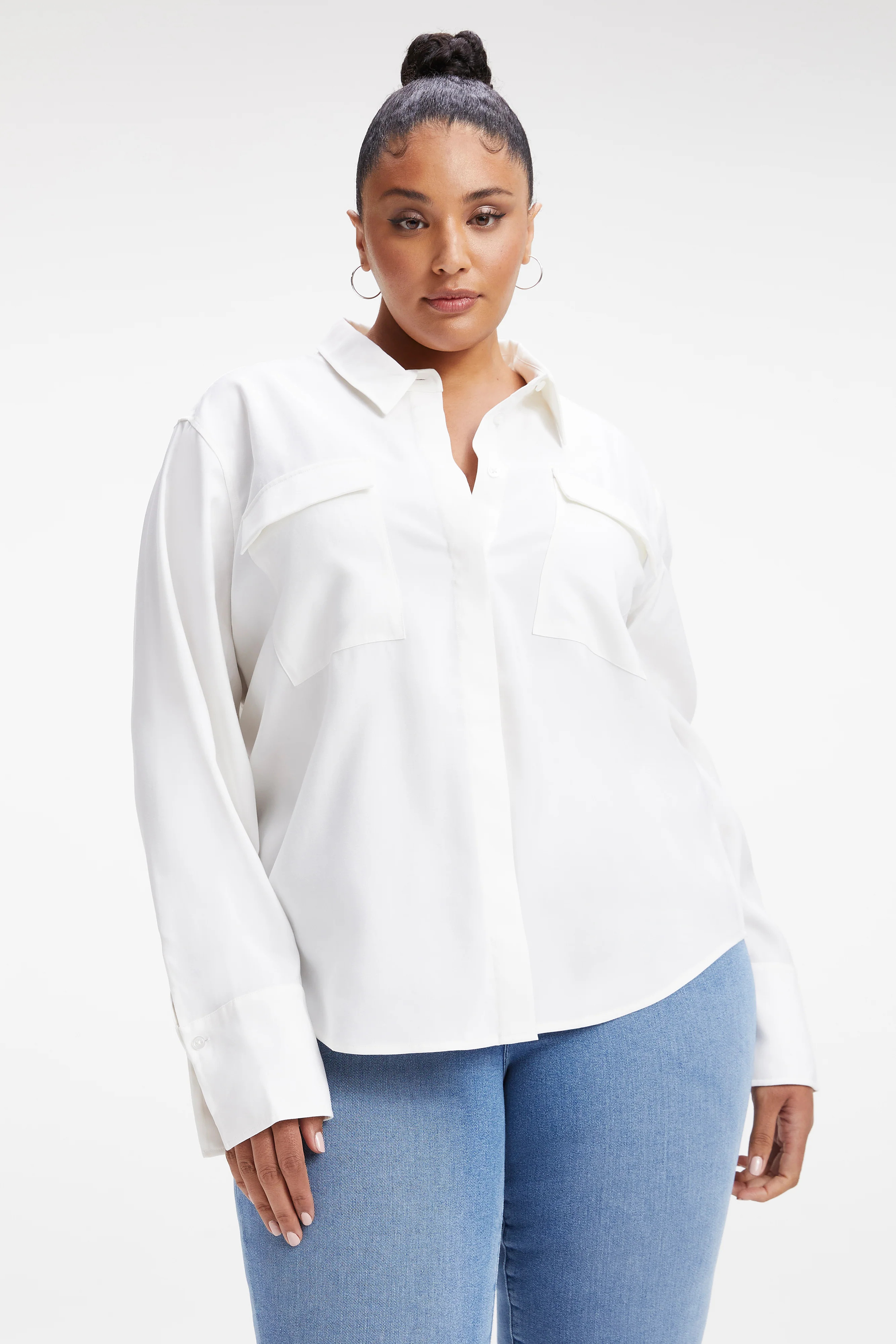 FLAP POCKET SHIRT | IVORY001 | Good American