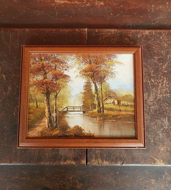 Signed Oil Painting on Canvas Autumn Fall Landscape Waterfall - Etsy | Etsy (US)