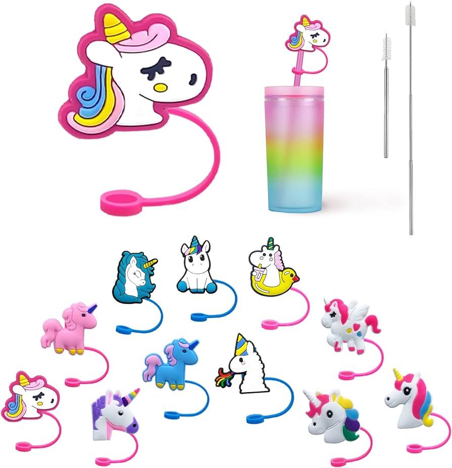 11PCS Unicorn Stanley Straw Cover - Cute Straw Covers Cap, Drinking Straw Cover for 6-8mm(1/4 Inc... | Amazon (US)