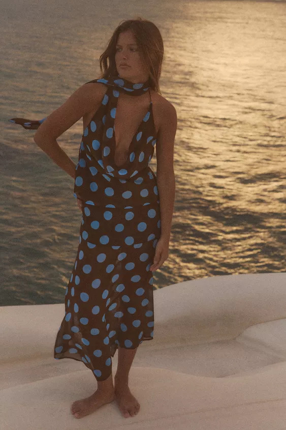 SCARF POLKA DOT HALTER TOP | Zara US