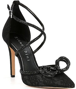 Gianni Bini EzlynnThree Lace Rhinestone Bow Point Toe Dress Pumps - 11 | Dillard's