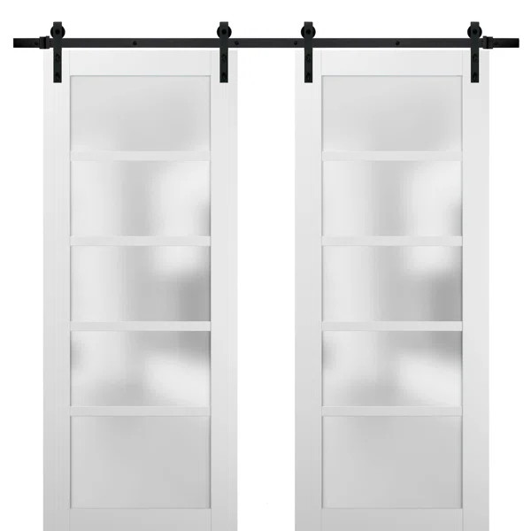 Quadro Glass Barn Door with Installation Hardware Kit | Wayfair Professional