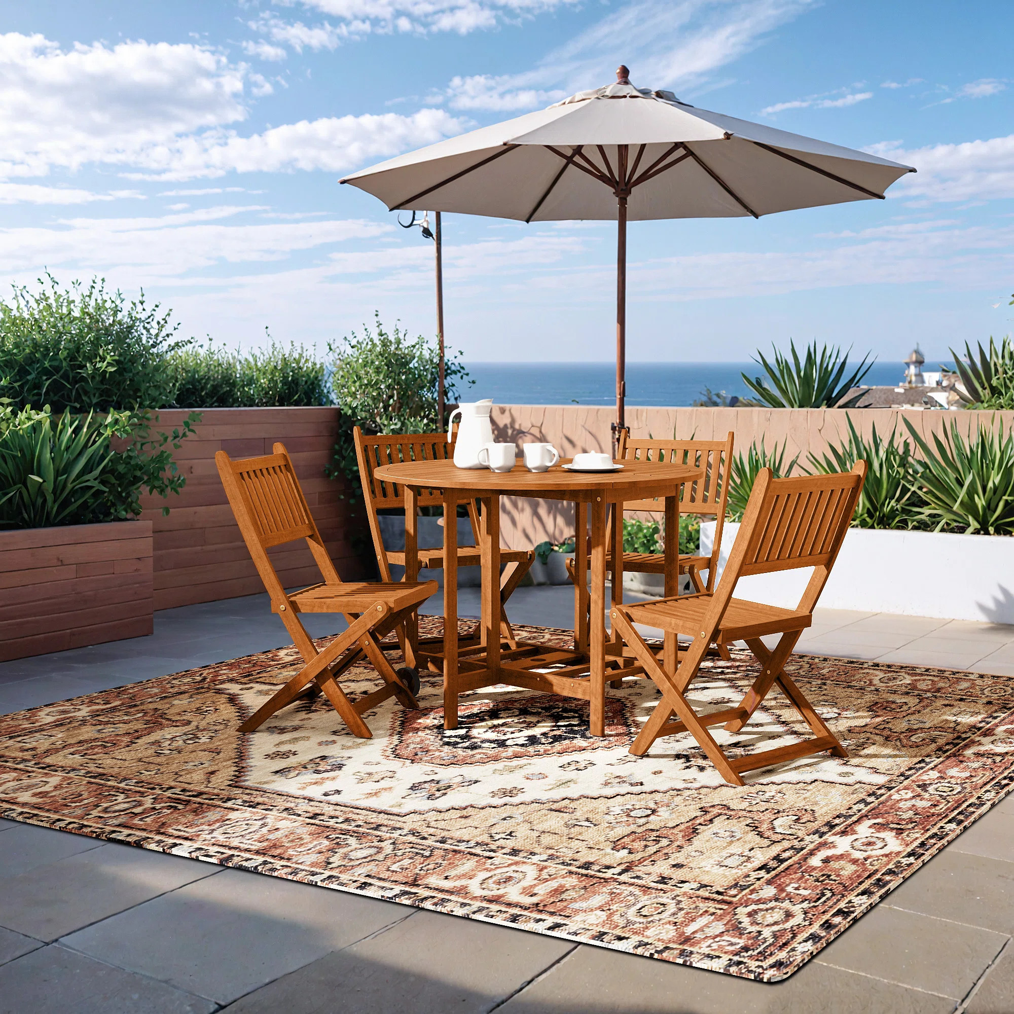 Foldable Acacia Wood Patio Set | Wayfair North America
