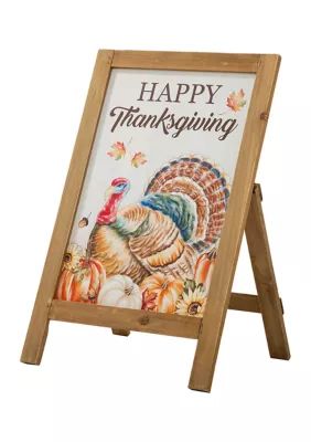 Glitzhome Thanksgiving Wooden Turkey Easel Porch Sign | Belk