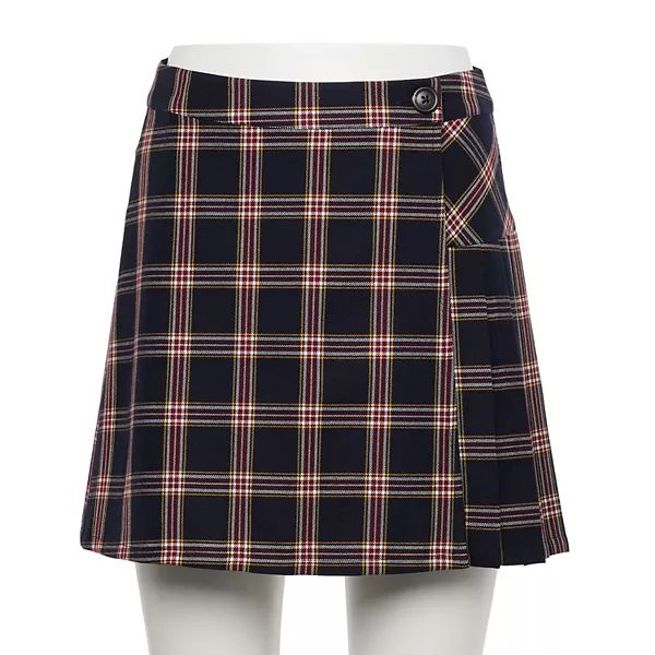 Juniors' Almost Famous Plaid Wrap Front Skirt | Kohl's