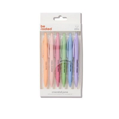 Be Rooted 6pk Ballpoint Pen Black Ink Soft Touch Affirmation Sayings | Target