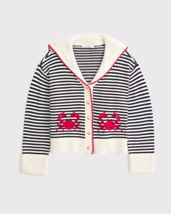Nautical Crab Collared Cardigan | Abercrombie & Fitch (US)