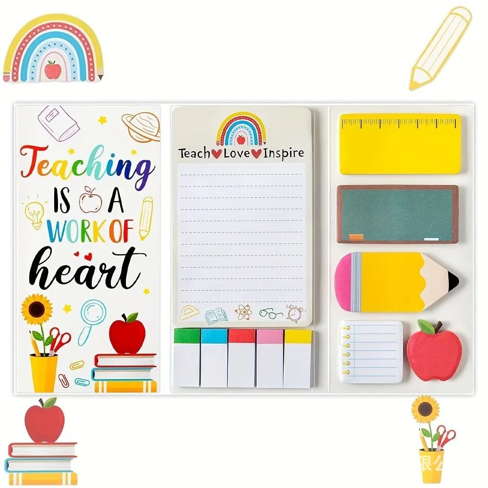 Darzheoy Sticky Notes Set - Ruler Blackboard Pencil Self-Stick Note Pads Teacher Appreciation Gif... | Walmart (US)