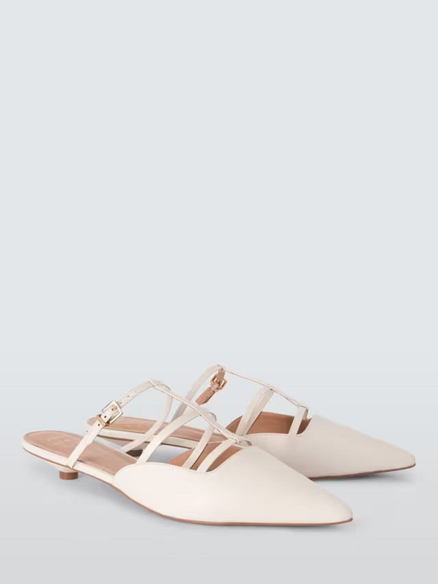 John LewisDallas Leather Ultra Low Kitten Heel Pointed Mule Court Shoes, Off White | John Lewis (UK)