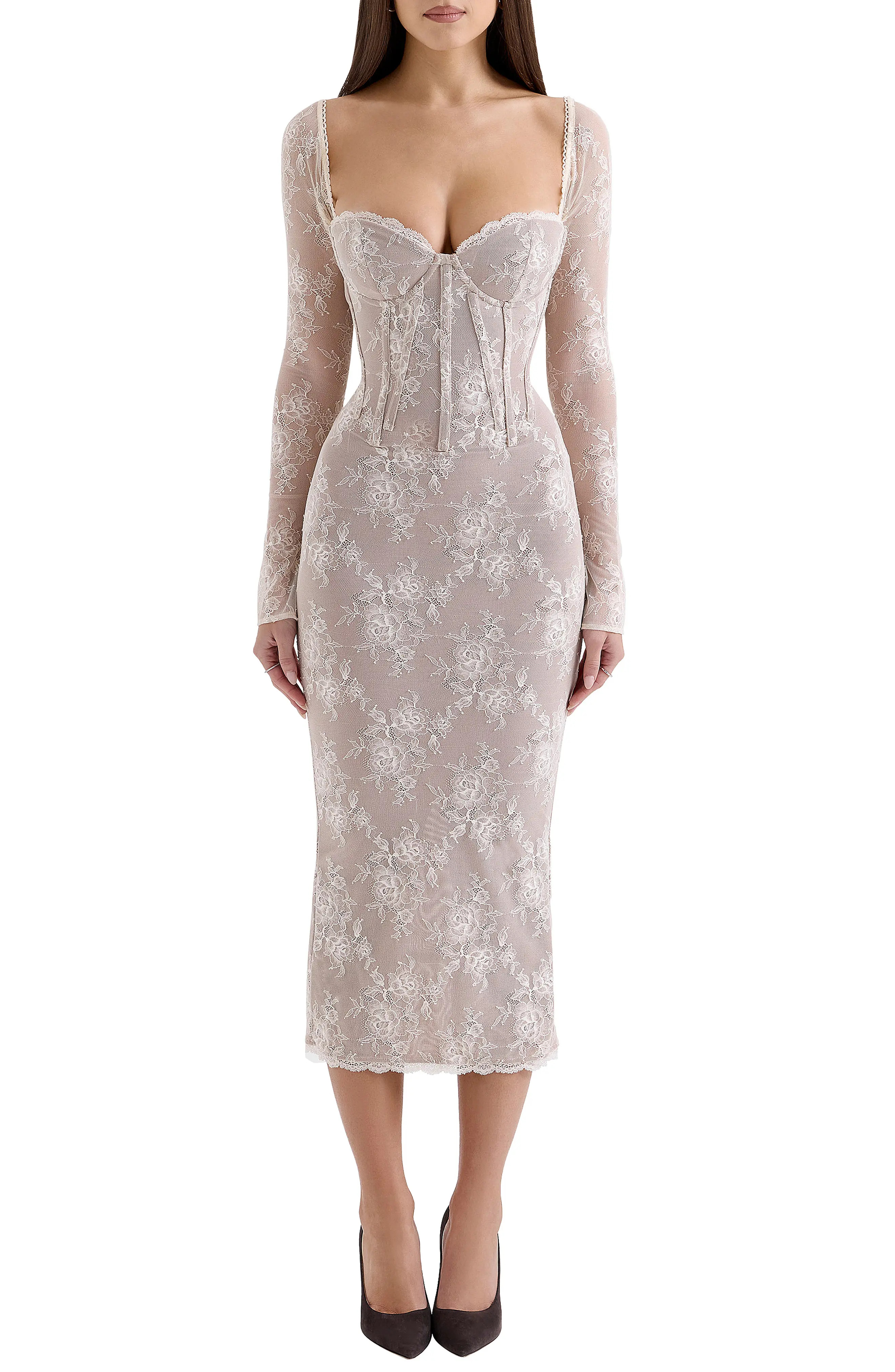 Saisha Long Sleeve Lace Cocktail Midi Dress (Women) | Nordstrom | Nordstrom