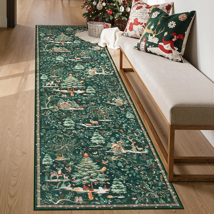 Lahome Christmas Hallway Runner Rug 2x8, Non Slip Soft Long Kitchen Carpet Runner, Washable Low P... | Amazon (US)