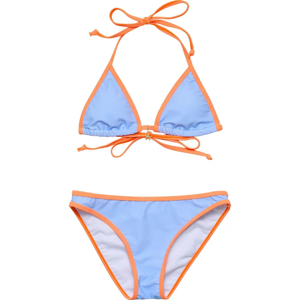 Snapper Rock Kids' The Sea Sorbet Triangle Two-Piece Swimsuit in Blue at Nordstrom, Size 8Y | Nordstrom