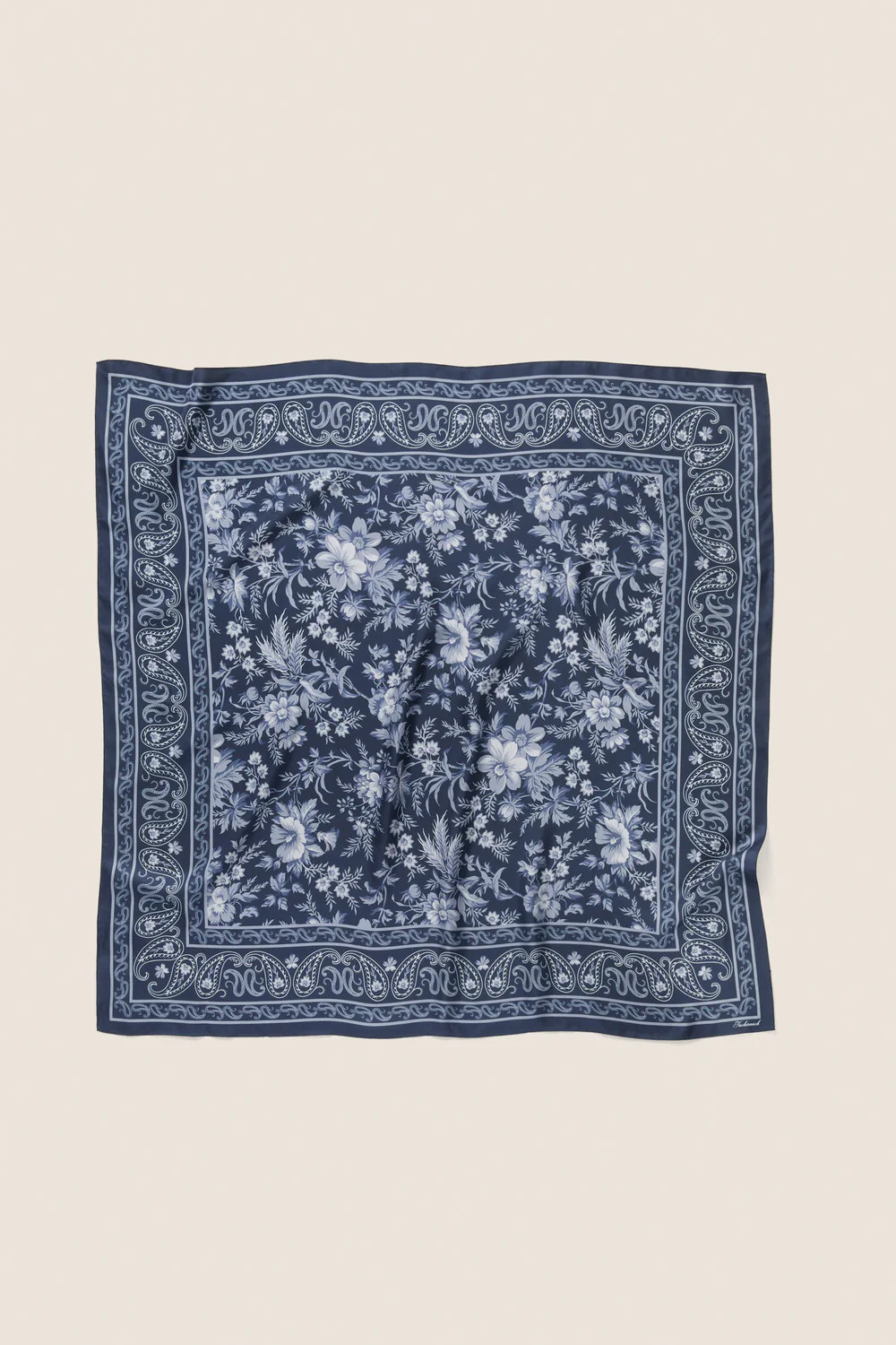 Navy Floral Bandana Medium Silk Scarf | Tuckernuck (US)