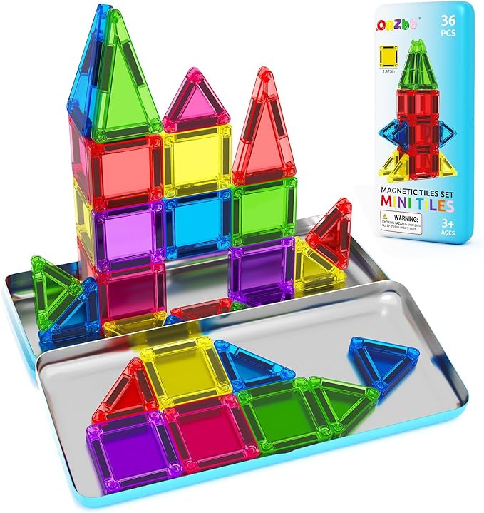 Magnetic Tiles Mini Travel Toddler Set, Magnetic Blocks Building Kids Toys & Games, Montessori Pr... | Amazon (US)