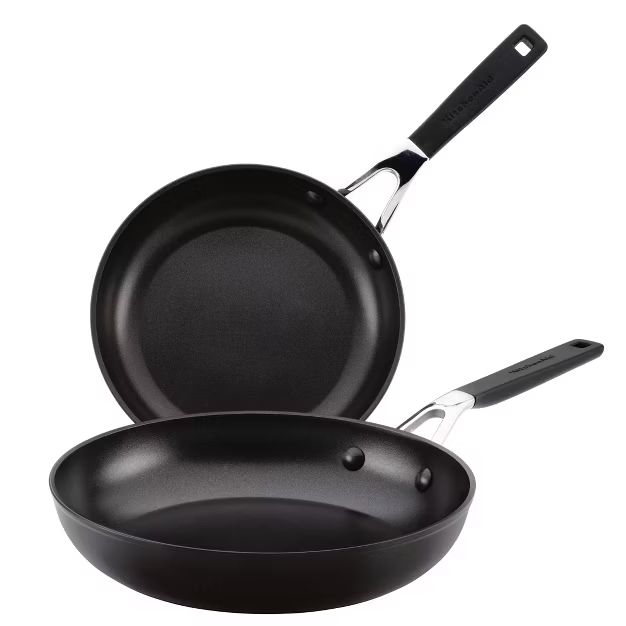 KitchenAid 2pk Hard Anodized Nonstick Skillets Black | Target