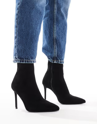 ASOS DESIGN Wide Fit Evie high-heeled sock boots in black | ASOS (Global)