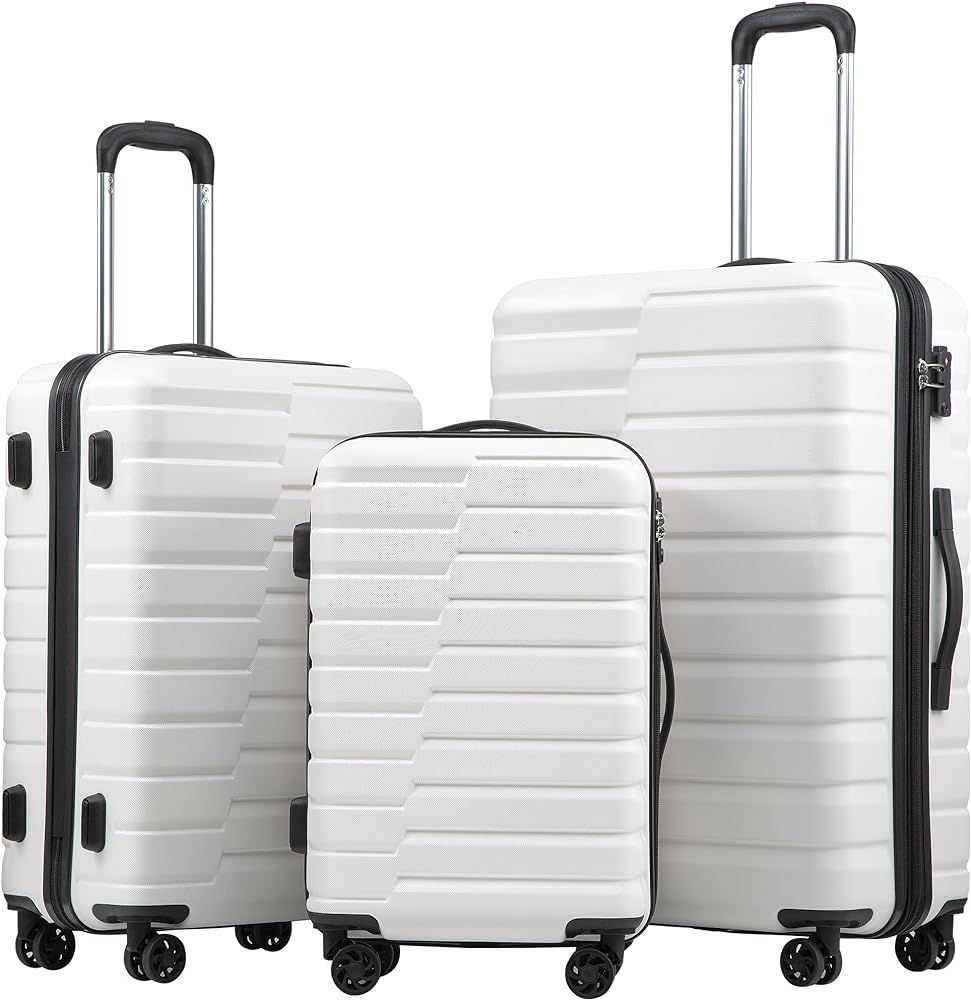 Coolife Luggage Expandable Suitcase set PC ABS TSA Lock Spinner Carry on 3 Piece Sets | Amazon (US)