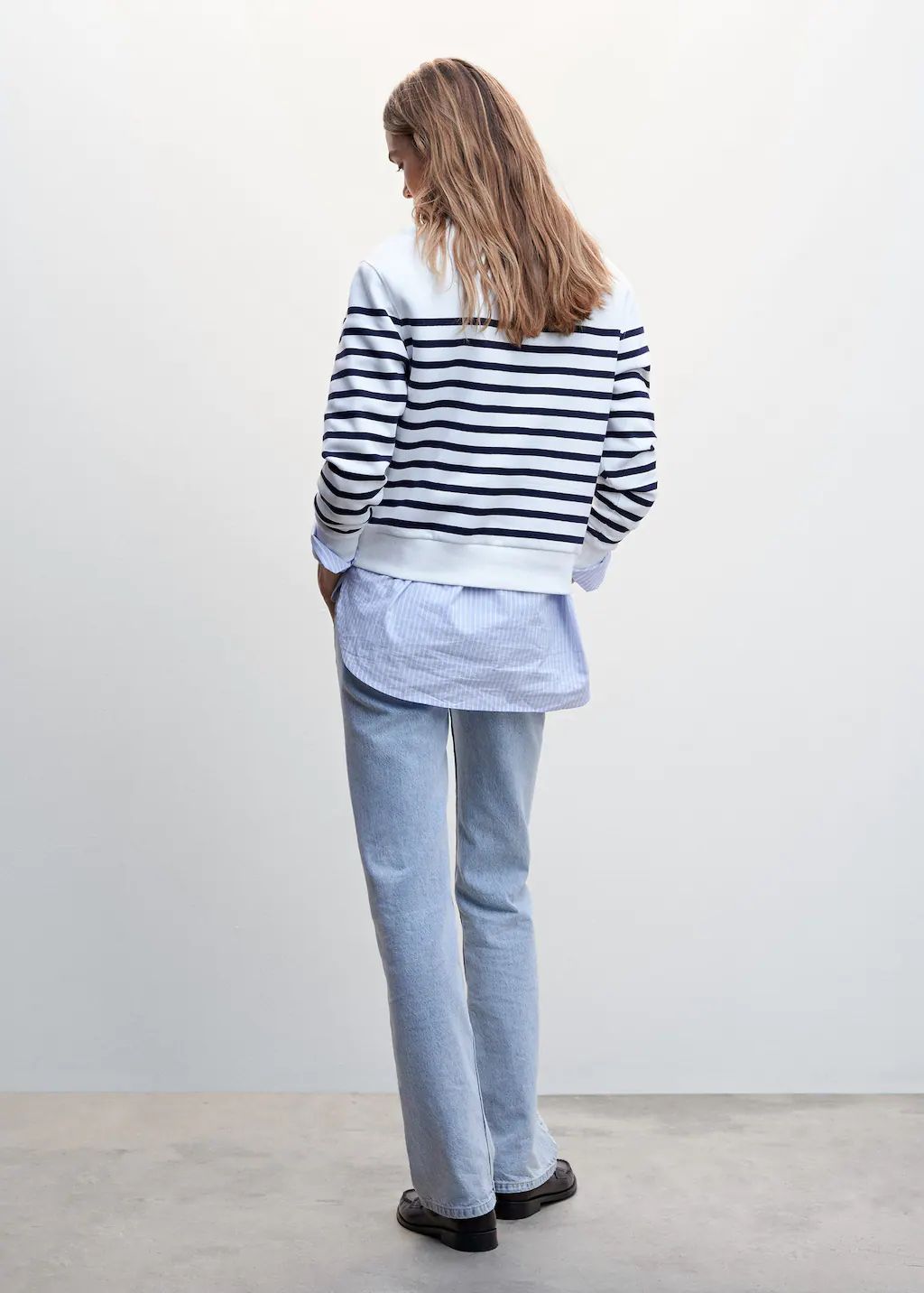 Striped cotton-blend sweatshirt -  Women | Mango USA | MANGO (US)