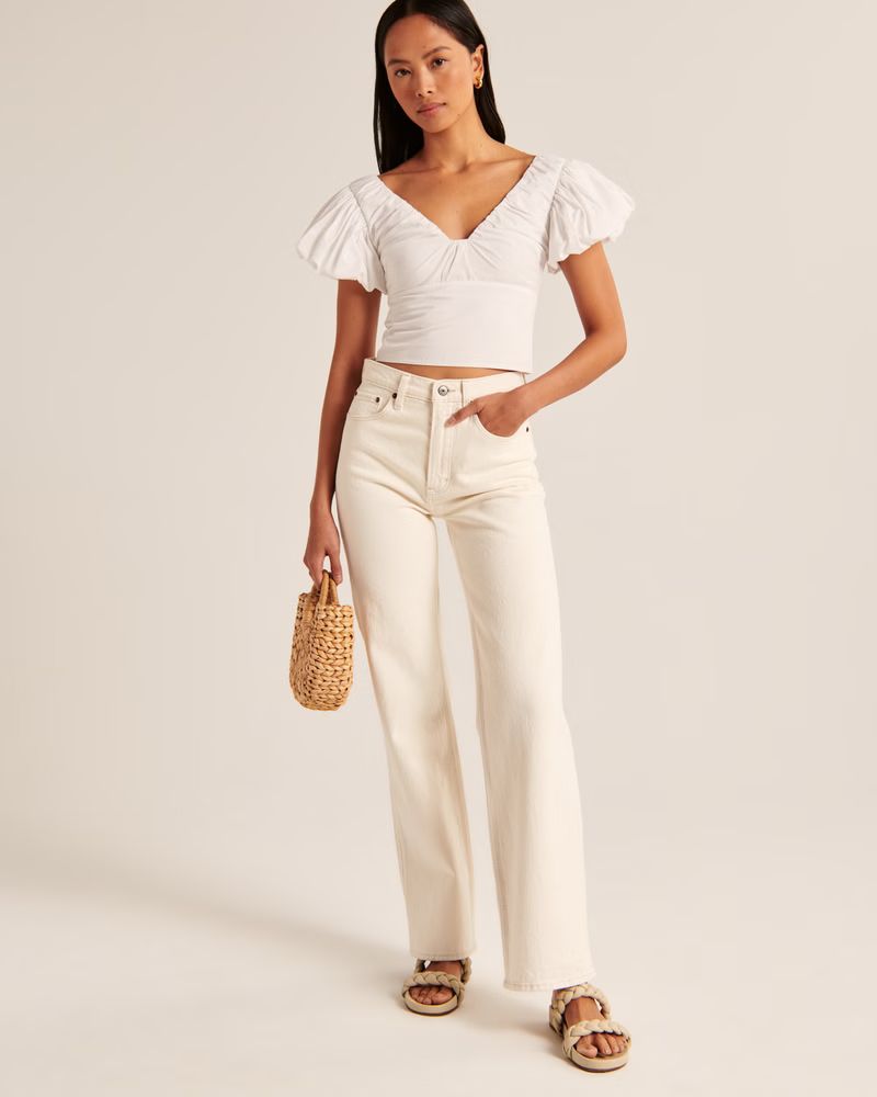 Drama Puff Sleeve Poplin Top | Abercrombie & Fitch (US)