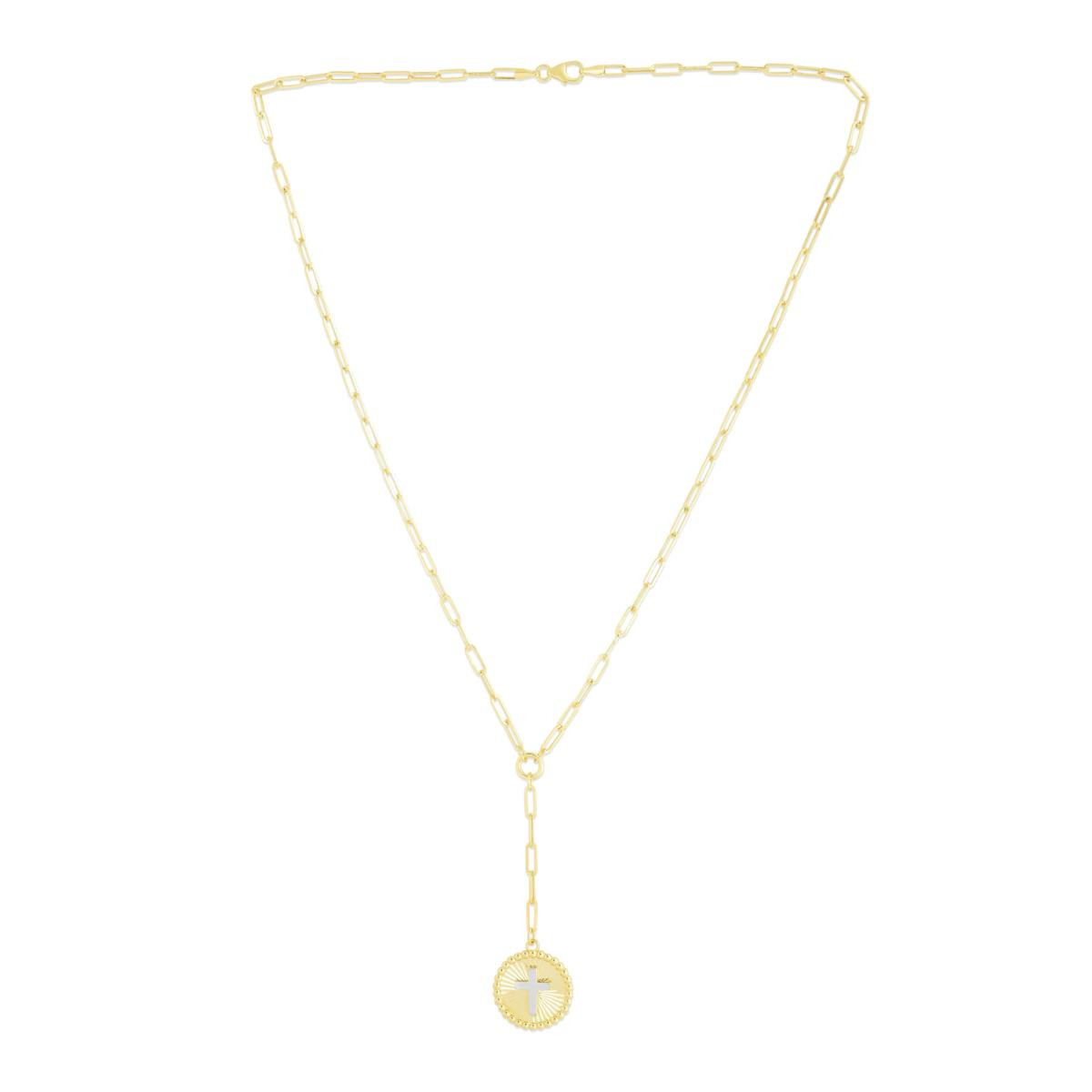 14K Two-Tone Cross Medallion Y-Drop Paperclip Link Chain Necklace  - 20630981 | HSN | HSN