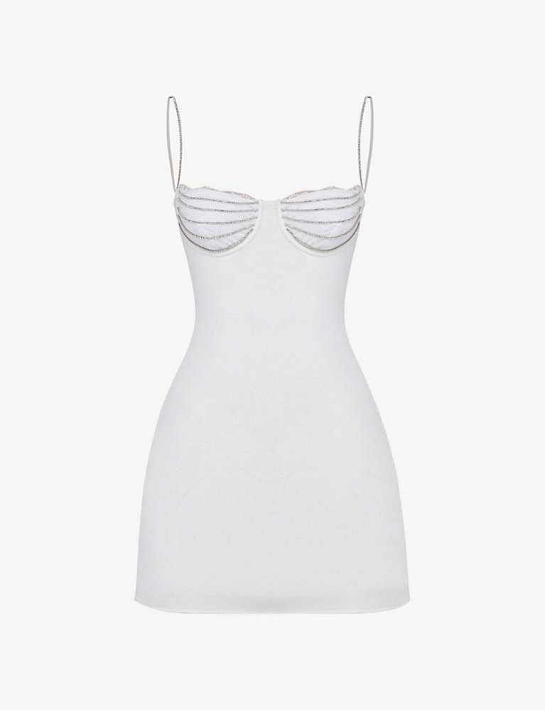 Grace crystal-embellished bustier stretch-velvet mini dress | Selfridges