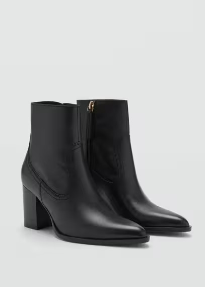 Leather pointed ankle boots black - Women - 9½ - MANGO | Mango (US/MX/AU)