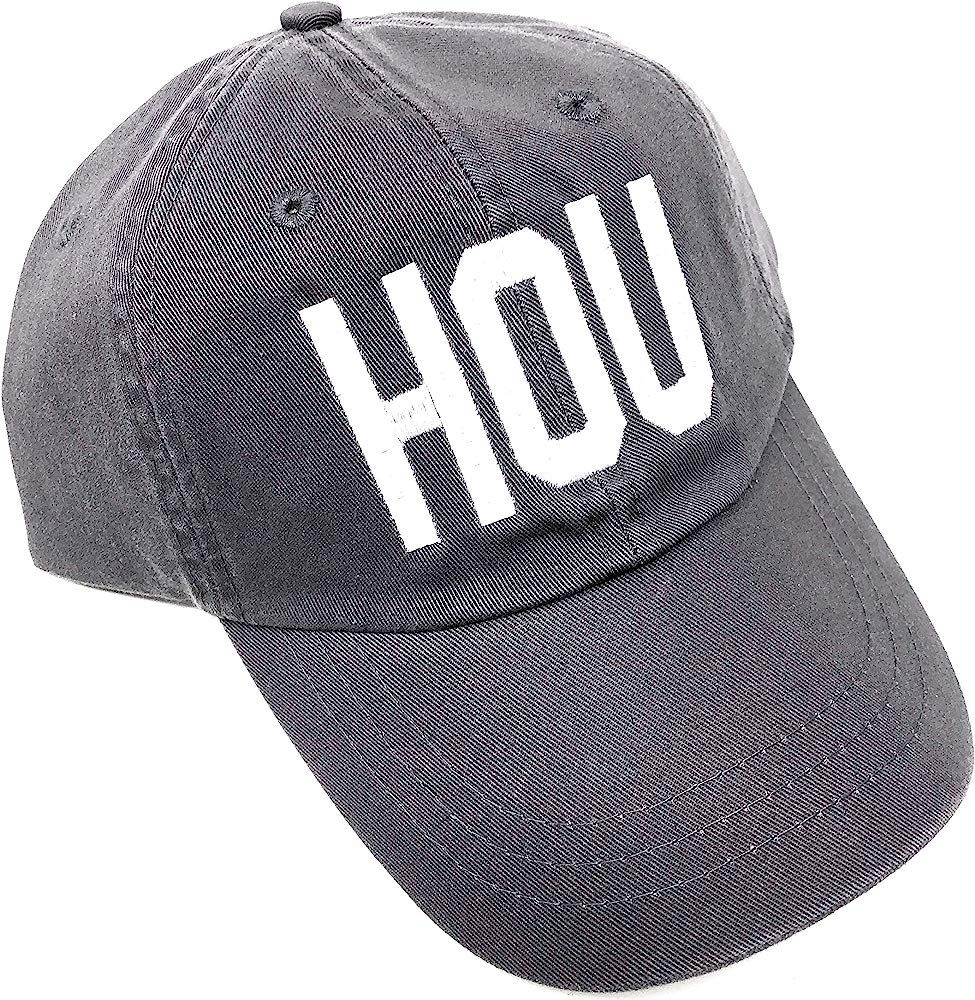Custom Monogrammed HOU William P. Hobby Airport Code Hat (True Grey with White Thread) | Amazon (US)