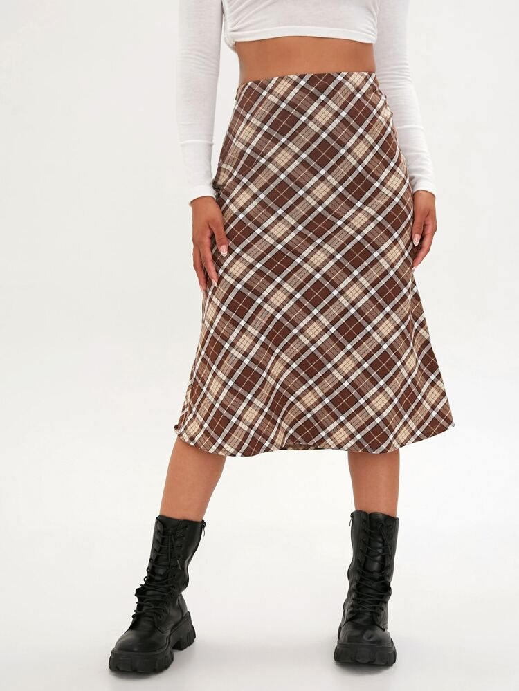 SHEIN Plaid A-line Skirt | SHEIN