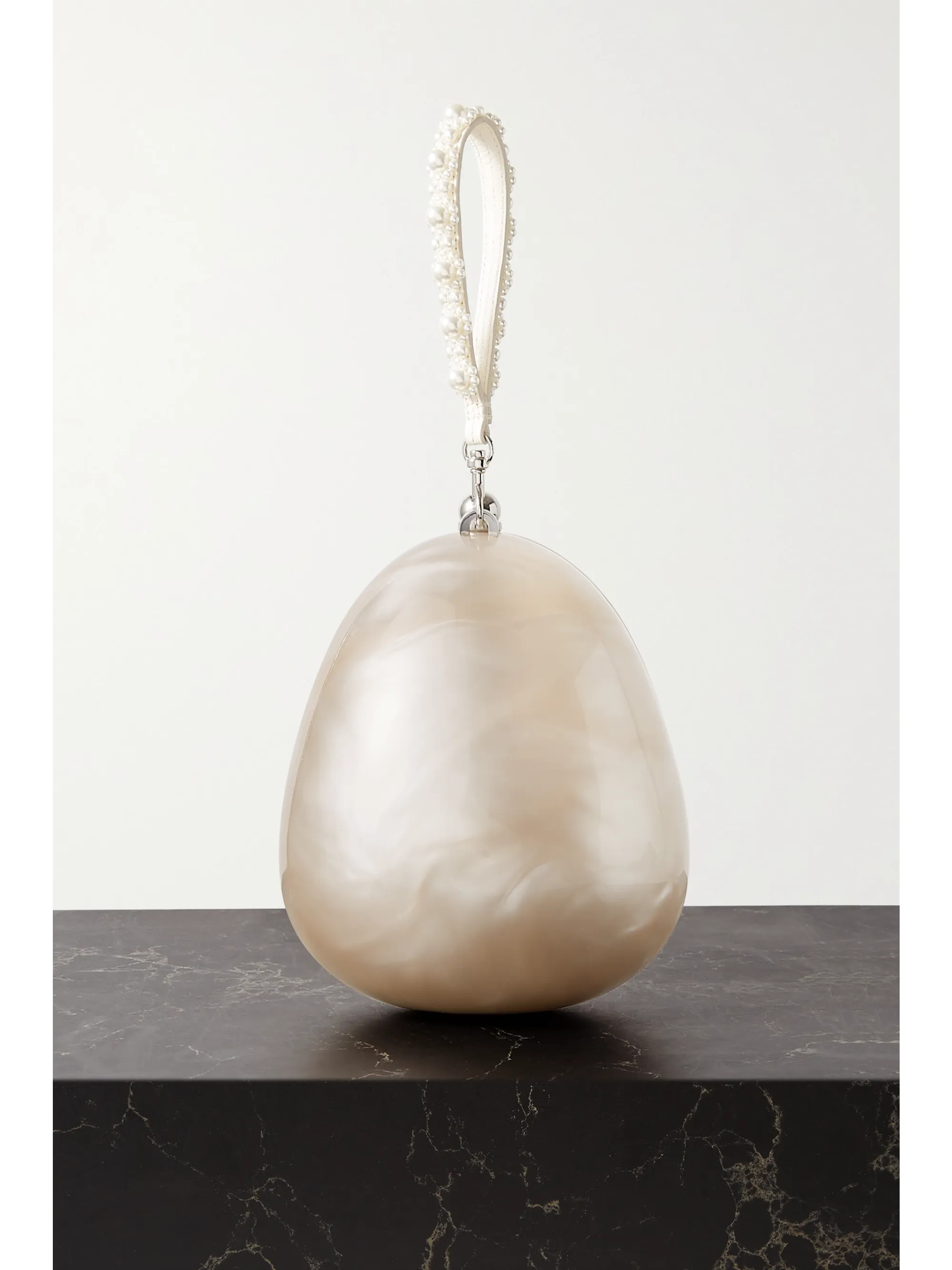 Acrylic and faux pearl-embellished leather tote | NET-A-PORTER (US)