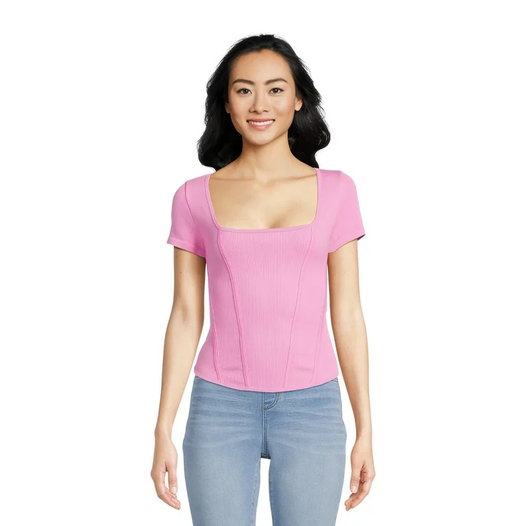 No Boundaries Juniors Corset Seamless T-Shirt | Walmart (US)