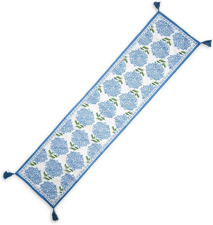 Two's Company Two's Company Hydrangea Table Runner w/Tassel Accents - Cotton | Amazon (US)