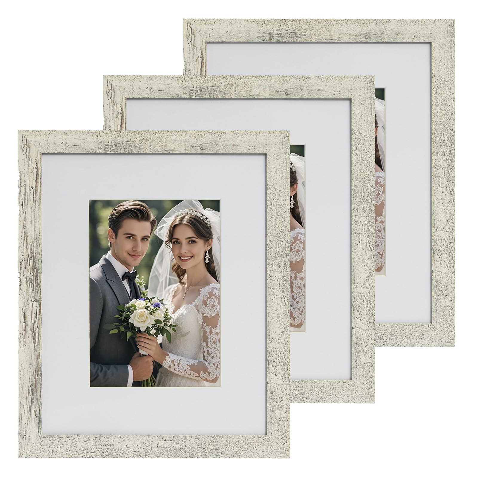 8x10 Farmhouse Picture Frames Set of 3, Photo Frame Display 5x7 Pictures with Mat or 8x10 without... | Amazon (US)