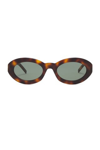 Saint Laurent Oval Sunglasses in Brown | FWRD 