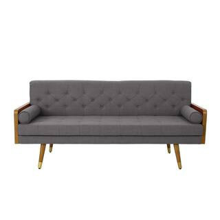 72 in. Square Arm 3-Seater Sofa in Dark Grey | The Home Depot