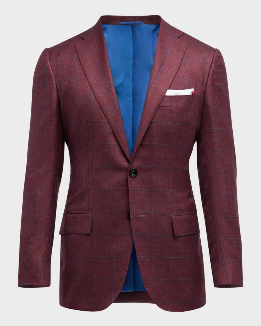 Kiton Men's Cashmere Windowpane Sport Coat | Neiman Marcus