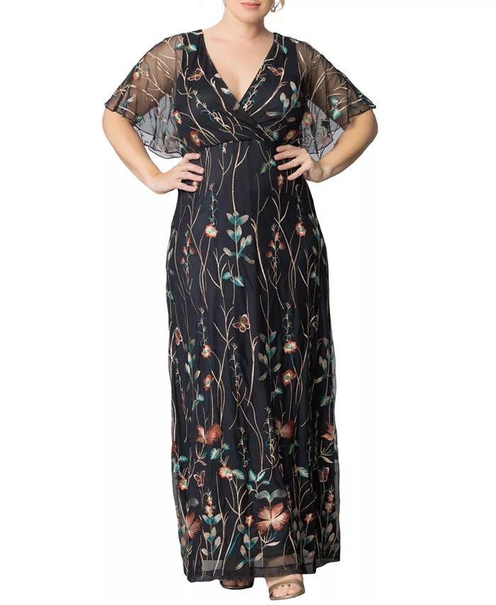 Kiyonna Women's Plus Size Embroidered Elegance Evening Gown - Macy's | Macy's