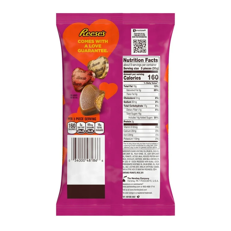 REESE'S Chocolate Peanut Butter Creme Hearts, Valentine's Candy Bag, 9.1 oz | Walmart (US)