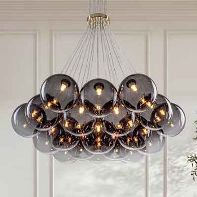Rennnsan Lumi 19-Light Brass Modern Glam Bubble Chandelier, Sputnik Globe Chandelier with Gradient Gray Glass Shades for Living Room | Target
