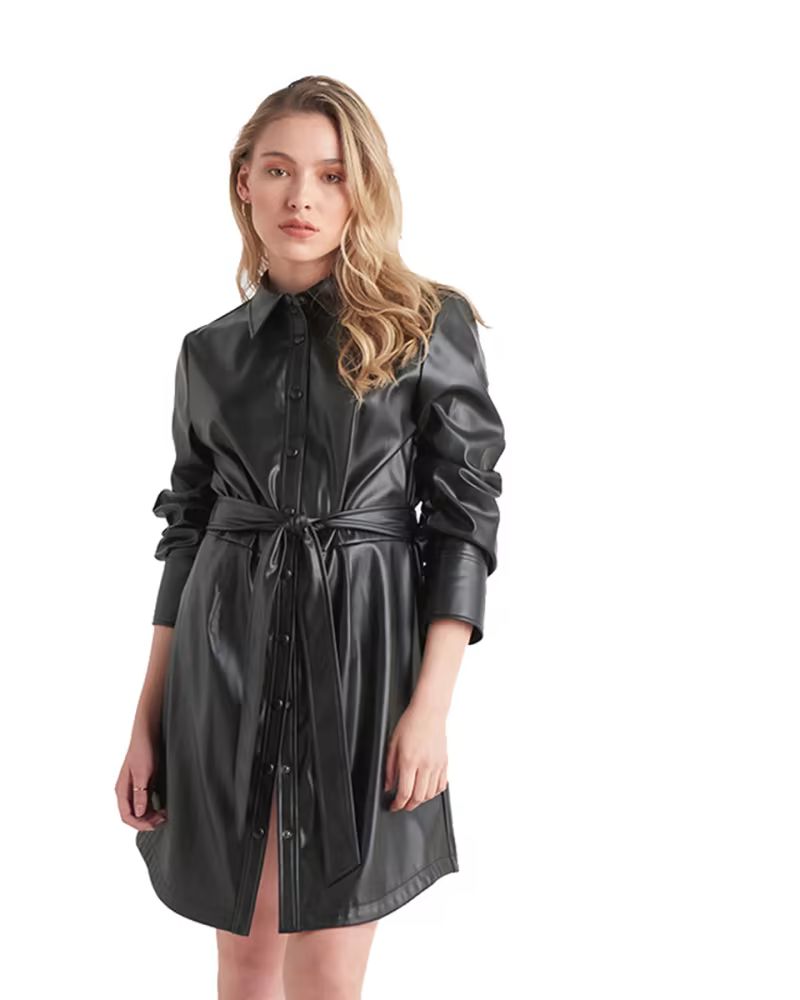 Plus Size Emily Faux Leather Shirt Dress | Dia&Co | Dia & Co