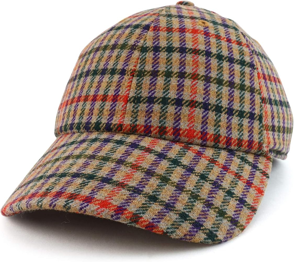 Plaid Checker Wool Blend Unstructured Baseball Cap | Amazon (US)