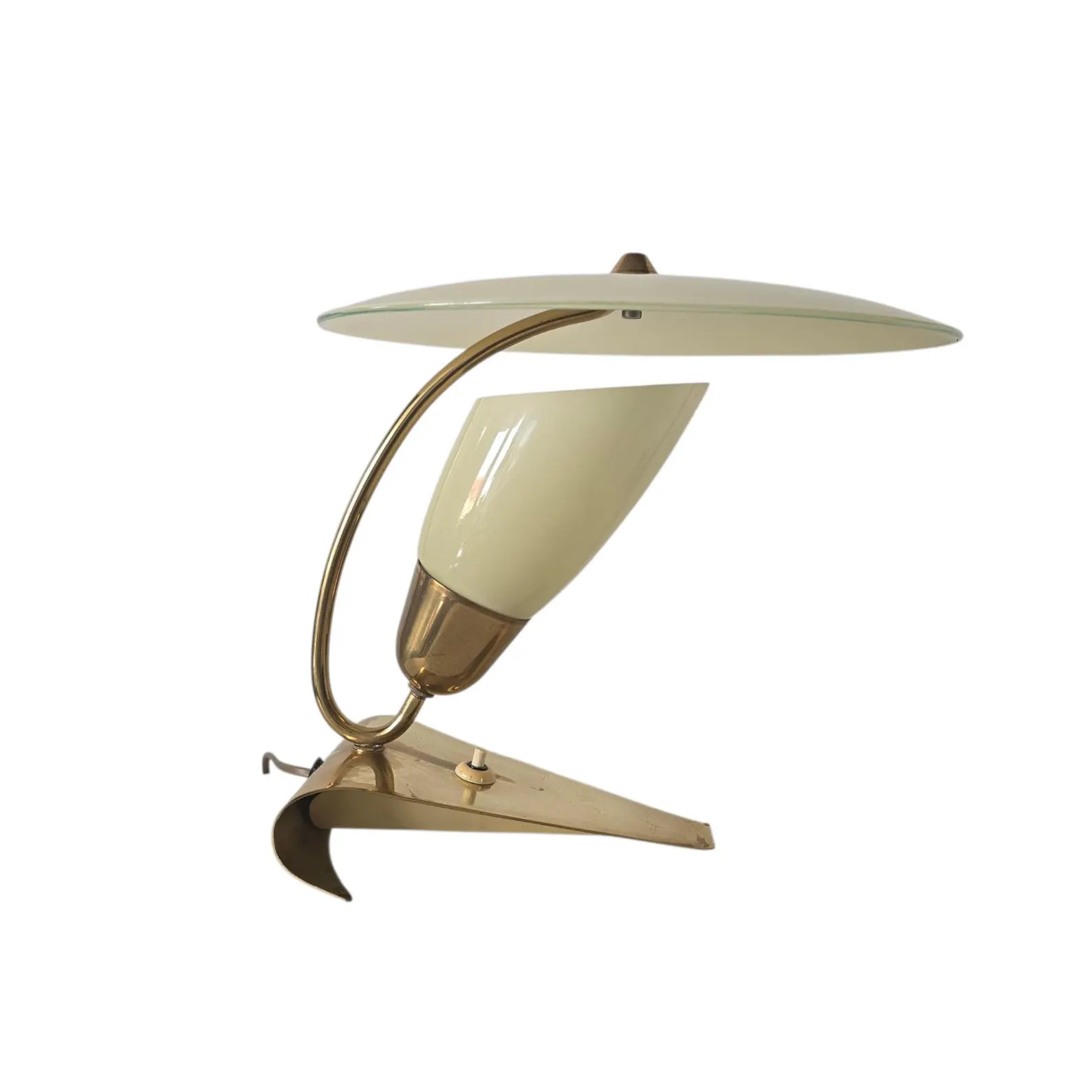 Vintage Lovely Rare Midcentury Brass and Glass Table Lamp, Italy, 1950s - Etsy | Etsy (US)