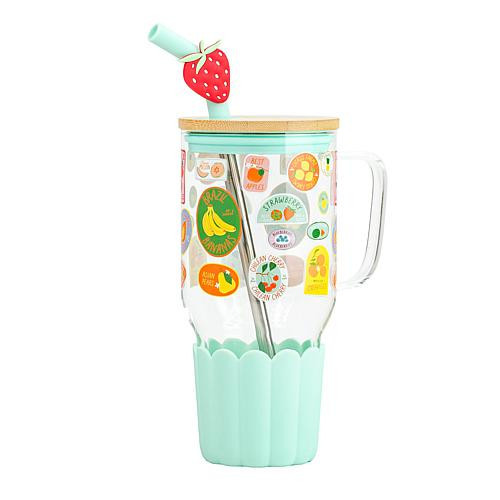10 Strawberry Street Adria 33 oz. Glass Travel Tumbler/Orchard | HSN