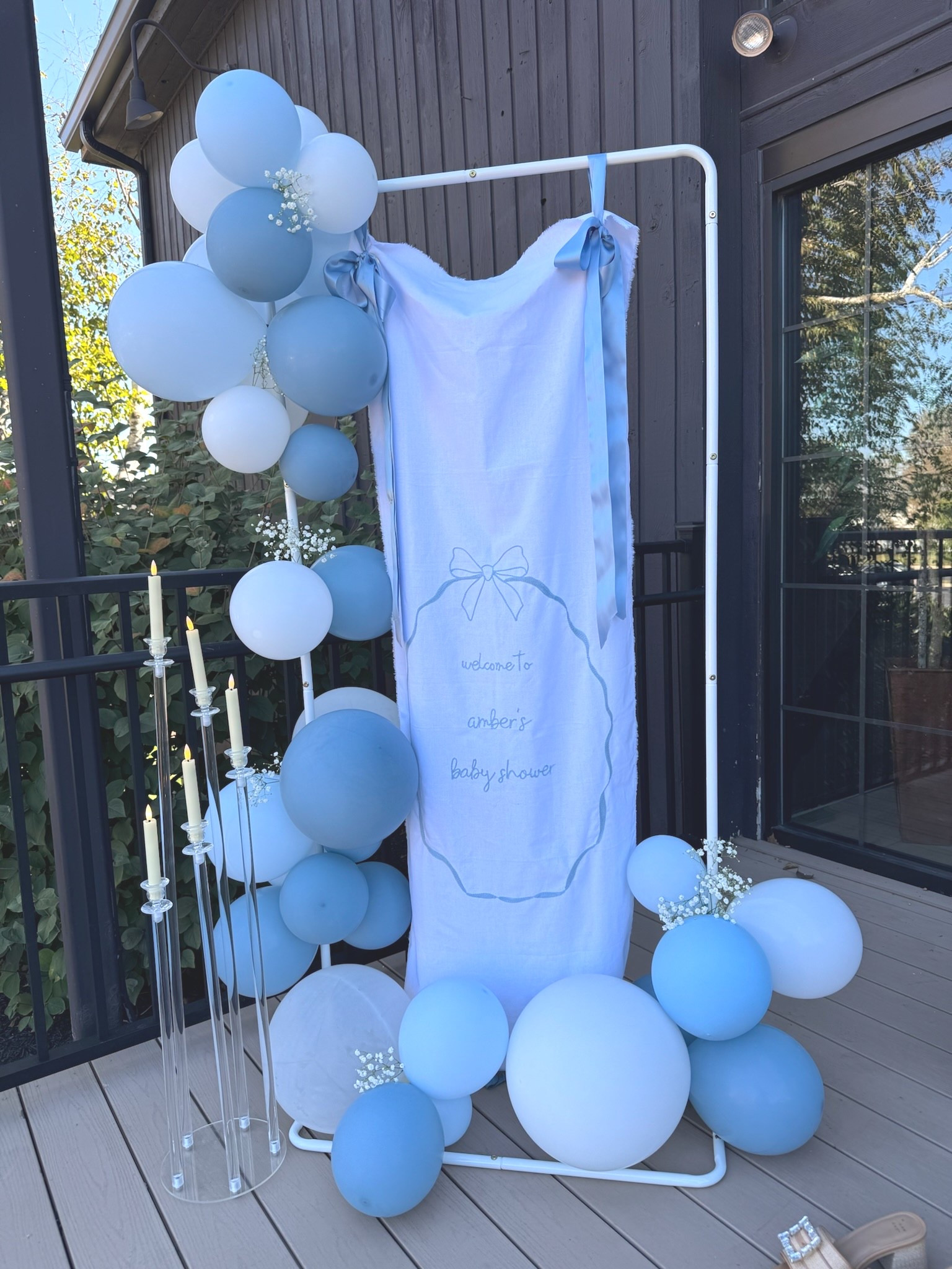 our bonjour bebe themed baby shower welcome sign. linen & embroidered, from etsy! we did these balloons ourselves - kit and pump from amazon. my balloon kit is on a deal!!! i've had it for years

#LTKBaby #LTKBump #LTKParties